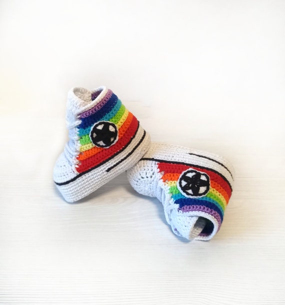Rainbow Baby Shoes Converse Baby Crochet Rainbow Baby Crochet Booties Gay Pride Baby Converse Crib Baby Booties Ideal Gift Baby Shower Etsy Australia