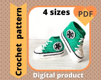 Crochet High Top Booties Pattern, Unisex Baby Sneakers (PDF Pattern)