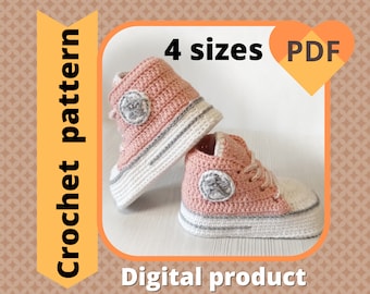 Crochet Converse Booties PATTERN, Unisex Baby Sneakers (PDF)