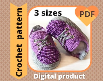 Crochet Baby Sneakers Pattern, Beaded Booties (PDF Pattern)