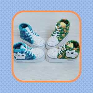 Crochet Cotton Baby Sneakers, Newborn Converse Style Booties, 0-6 Months