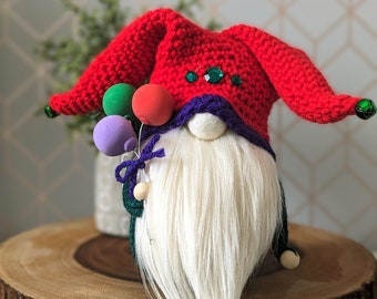 Handmade Jester Gnome -  Tiered Tray Decor Gnomes - Gift - House Decor