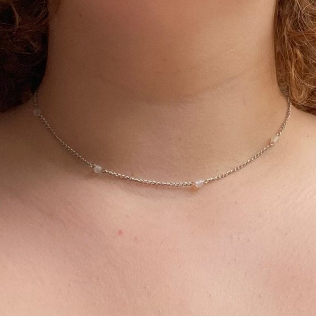 Collier 5 Perles Auralite Du Canada - Chaine Acier Inox - Femmes - Marque A Bijoux