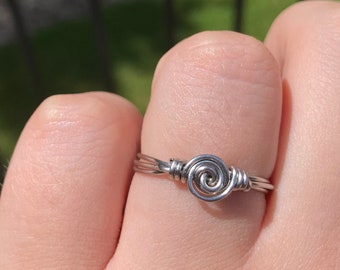 Stainless Steel Swirl Ring Stainless Steel Wrapped Ring | Silver wire rings | Unisex silver ring