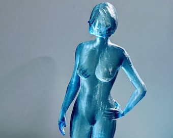 Halo-Inspired AI Female Statue #1 w/ Chip Desk Display - Med-res (arm on hip & down)