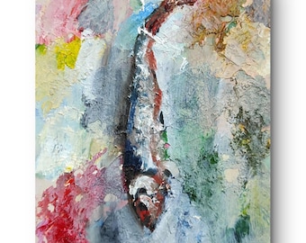 Sardine Painting Sardines Original Art Impasto oil Painting Semi Abstract Sardine Small oil painting 6 by 7 in.