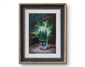 Lily of the valley oil painting Original floral art Flowers wall art