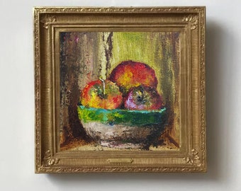 Apple painting Original oil painting Impasto painting Small oil painting