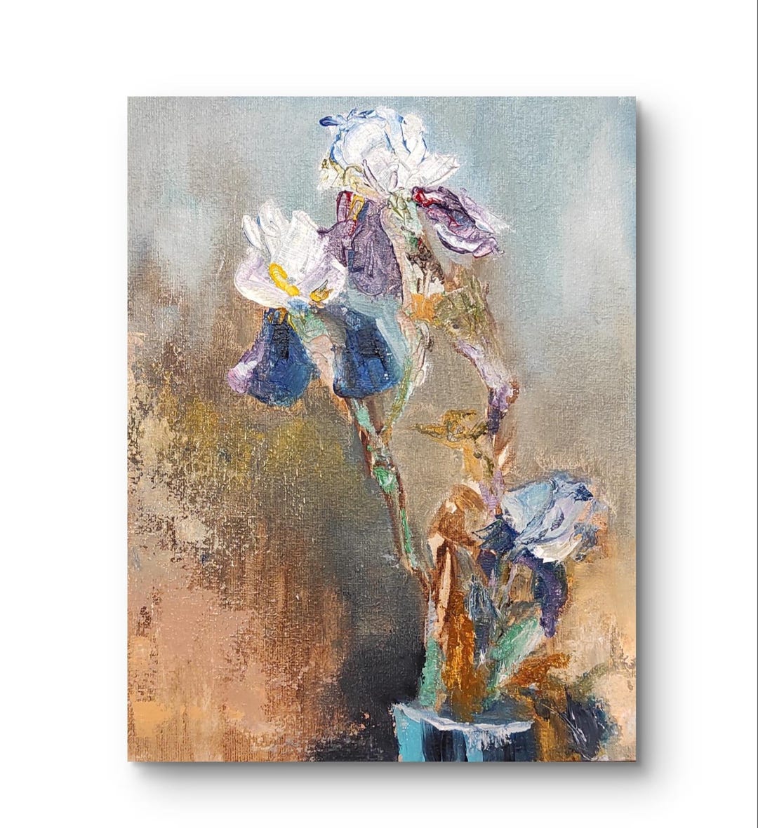 Irises Painting Original Impasto Oil Painting Blue Iris Wall Art 8 by ...