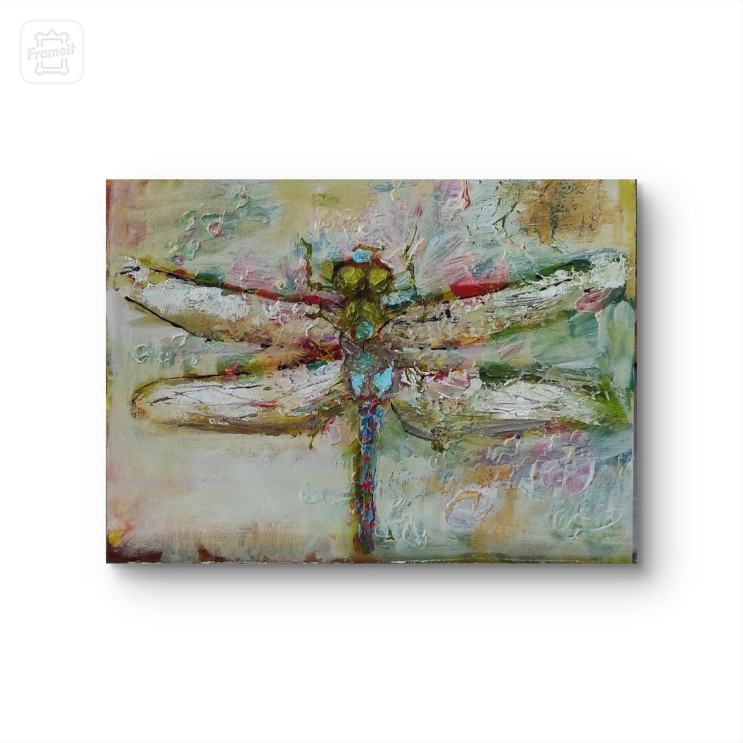 Dragonfly Painting Original Oil Art Impasto Painting Celtic Dragonfly ...