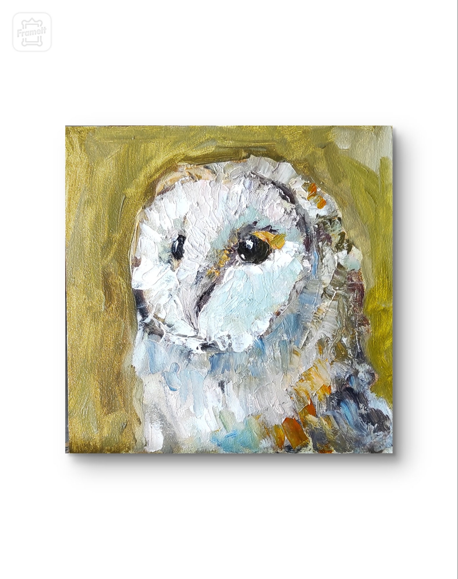 Owl painting Original artwork Impasto painting Vintage owl Wild animal art English countryside paint