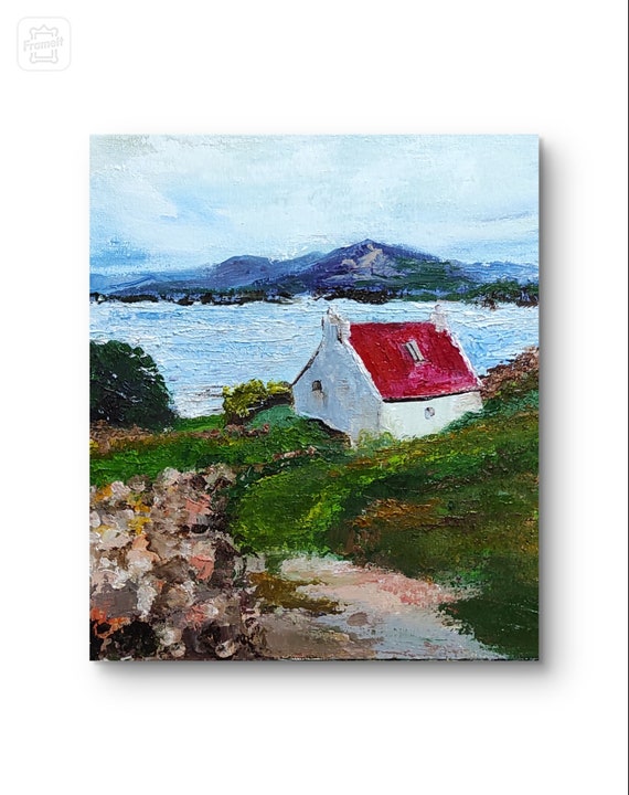 Scotland painting Original oil painting Impasto painting Small oil art Scotland wall art Countryside painting