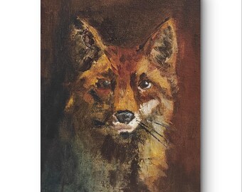 Fox oil painting Original handmade wall art Vintage Red fox artwork