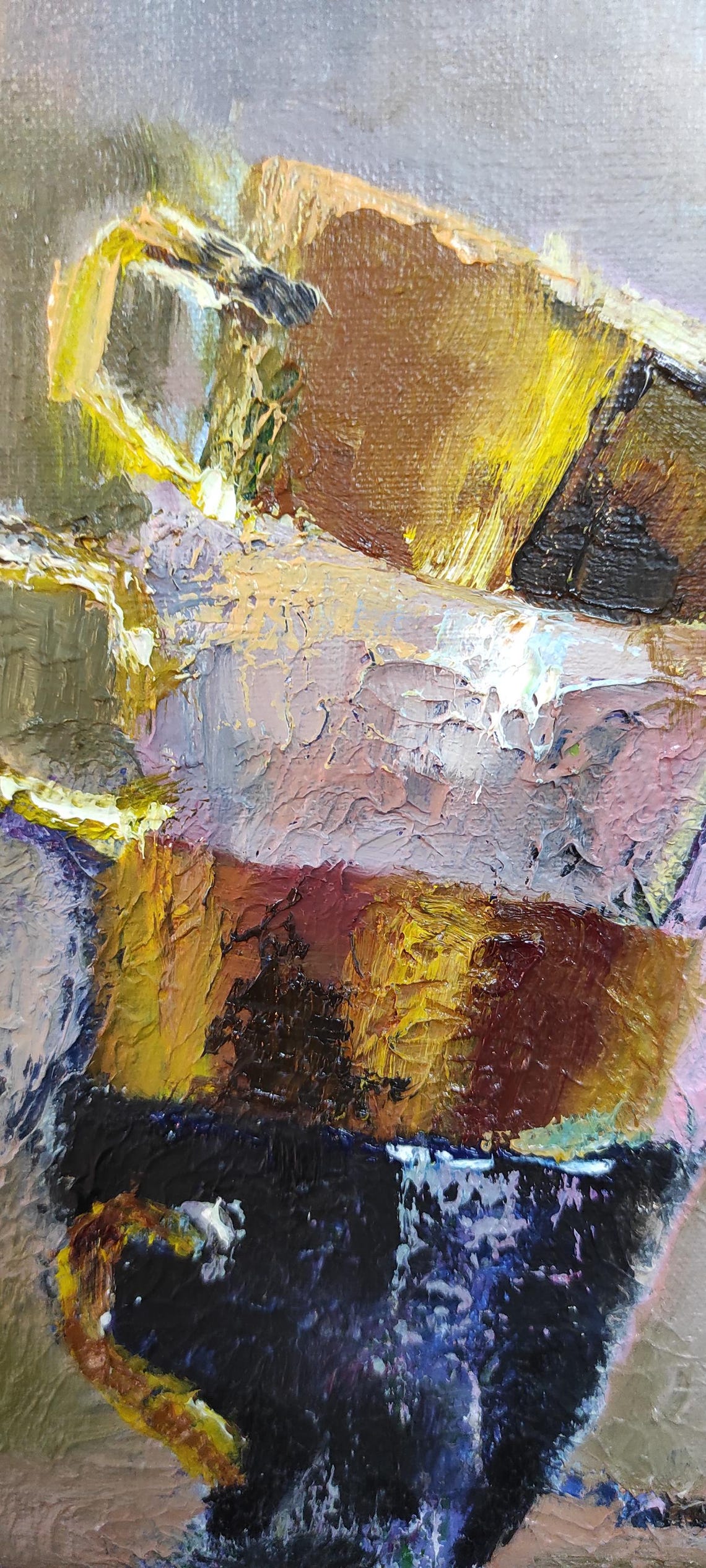 Still Life Original Art Cups Oil Painting Impasto Artwork Abstract ...