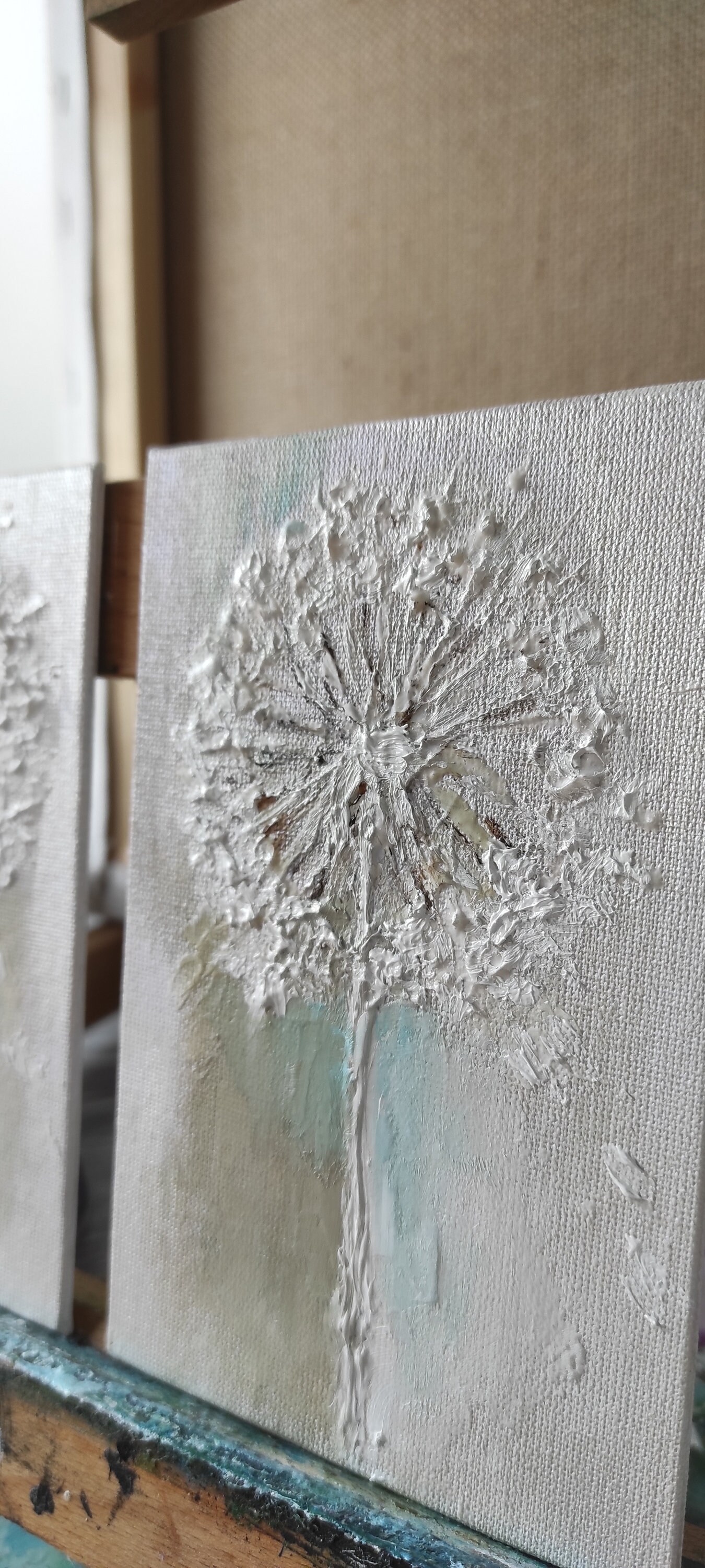 Curated visual reference: Dandelion Painting Original Acrylic Painting Heavy Textured Art On Photo Inspiration