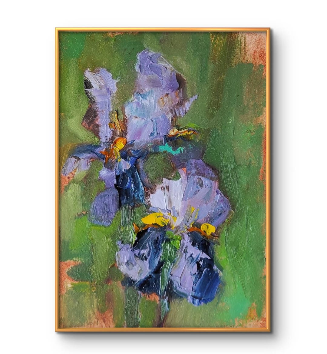 Irises Painting Mini Original Art Impasto Oil Painting Blue Iris Wall ...