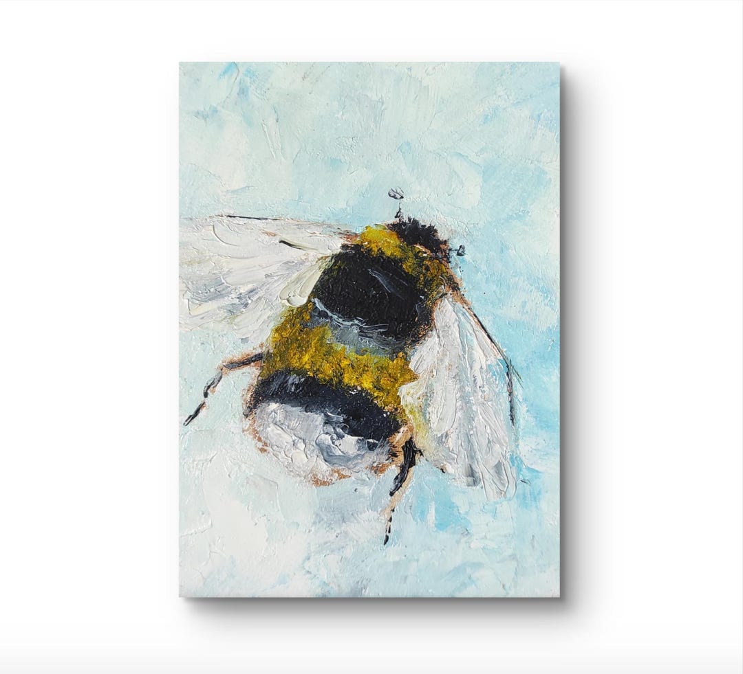Bumblebee Oil Painting Original Wall Art Impasto Insect Painting ...
