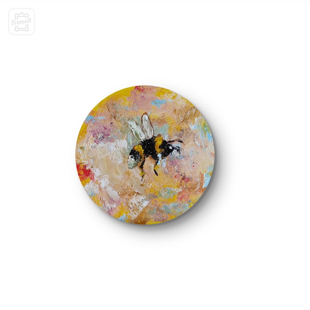 Bee Painting Insect Original Hand-painted Art Impasto Artwork Honeybee ...