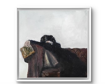 Original reading girl oil painting Small art Elegant woman wall art decor Gift for friend Hand painted artwork