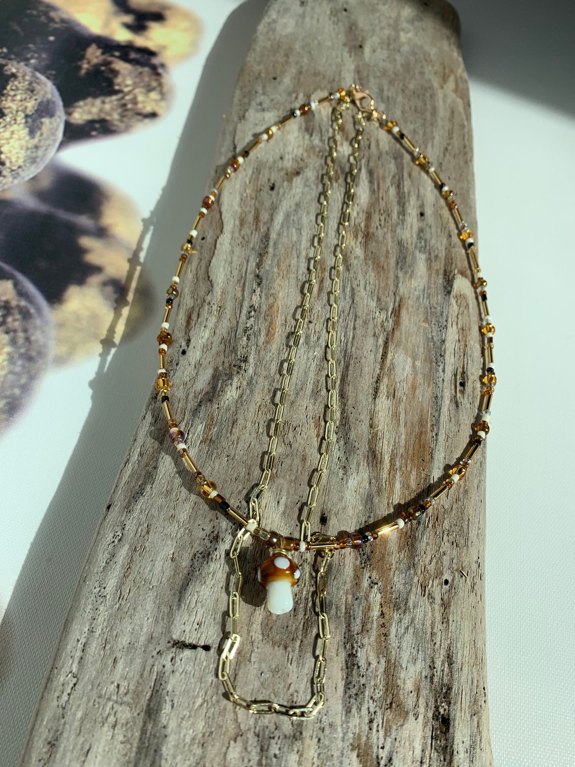 Mushroom Beaded Layered Necklace - Etsy Hong Kong