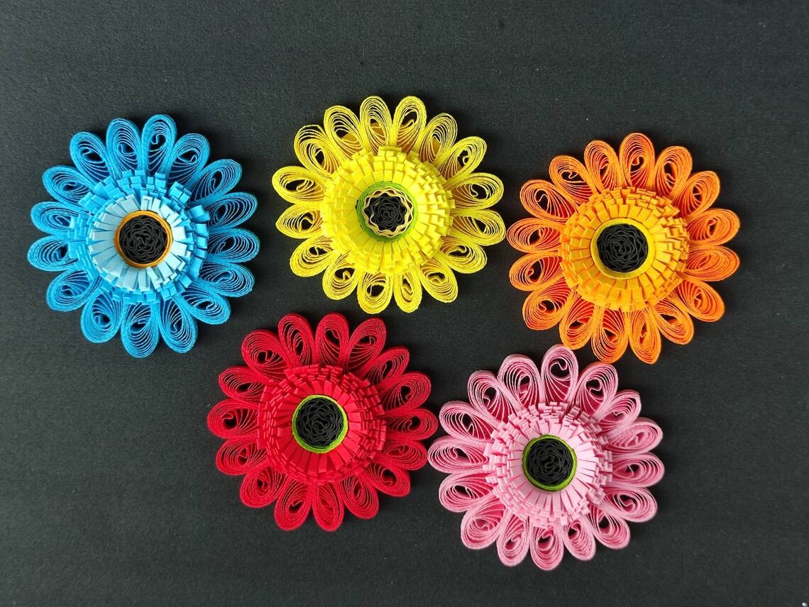 20PCS Paper Quilling Gerbera Flowers Lot/paper Quilling Etsy