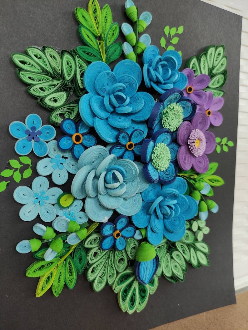 Paper quilling wall art /Unframed /quilling wall hanging/Quilling wall art/3D Quilling wall décor/Paper quilling art/Unique Gift/Flowers image 8