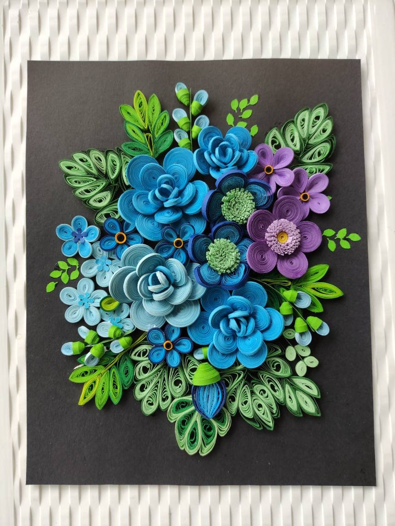 Paper quilling wall art /Unframed /quilling wall hanging/Quilling wall art/3D Quilling wall décor/Paper quilling art/Unique Gift/Flowers image 2