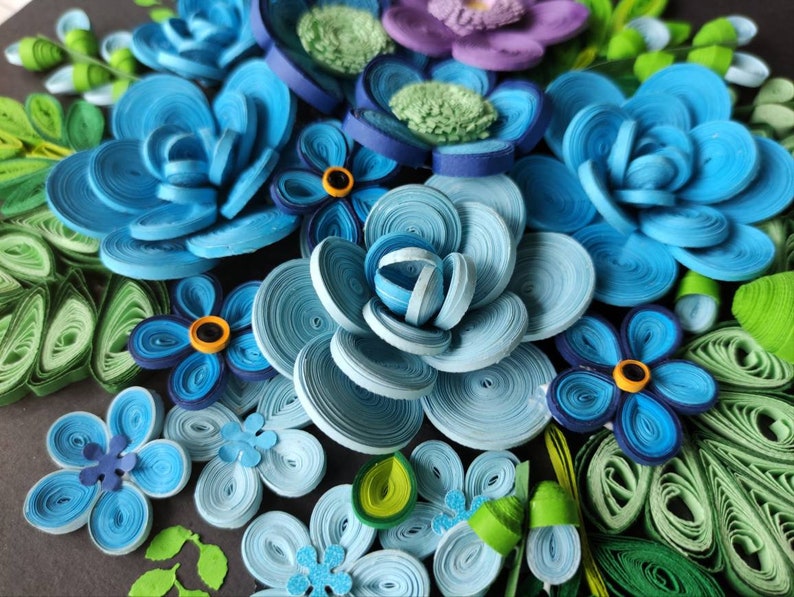 Paper quilling wall art /Unframed /quilling wall hanging/Quilling wall art/3D Quilling wall décor/Paper quilling art/Unique Gift/Flowers image 7