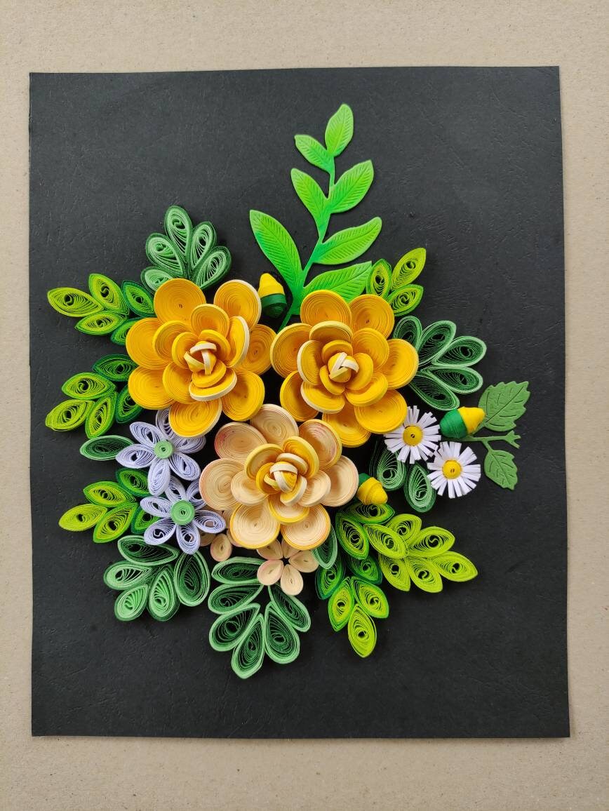 Paper Quilling Wall Art /unframed /quilling Wall Hanging/quilling Wall  Art/3d Quilling Wall Décor/paper Quilling Art/unique Gift/flowers 