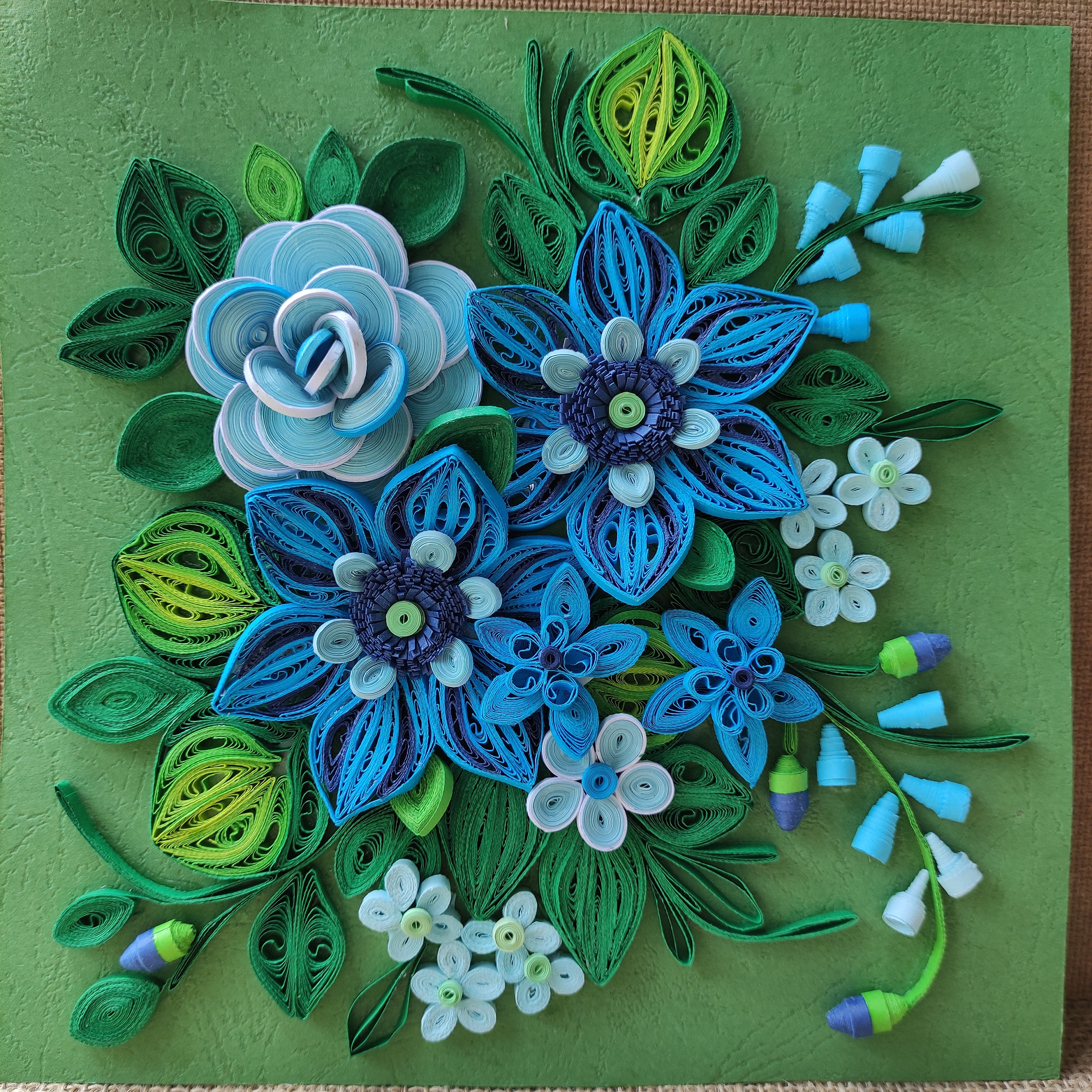 Wall Hanging/paper Quilling Wall Art/3d Quilled Wall Décor/blue Flowers Art  /paper Quilling Art/unique Gift/mother's Day/friend/flowers 