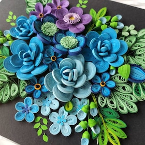Paper quilling wall art /Unframed /quilling wall hanging/Quilling wall art/3D Quilling wall décor/Paper quilling art/Unique Gift/Flowers image 3