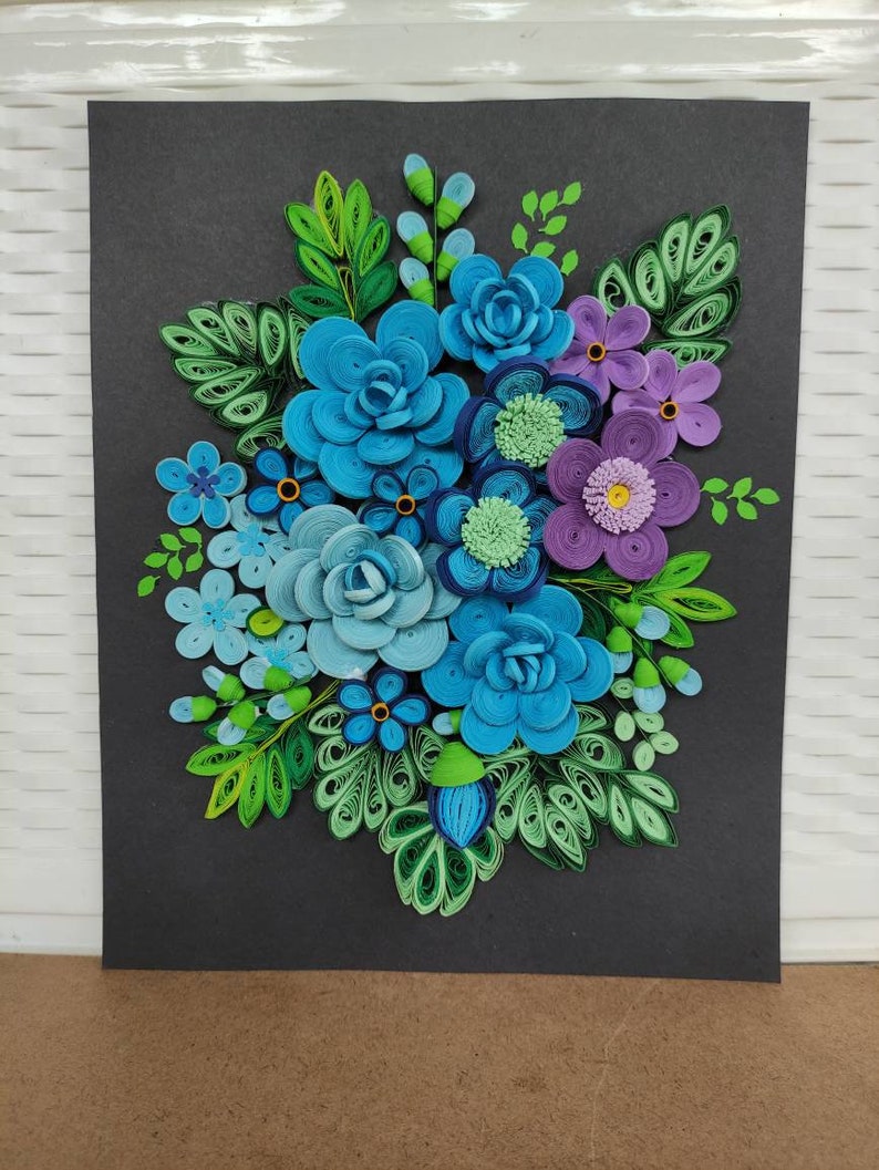 Paper quilling wall art /Unframed /quilling wall hanging/Quilling wall art/3D Quilling wall décor/Paper quilling art/Unique Gift/Flowers image 5