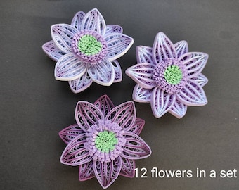 Quilling 3D Purple Flowers Paper Art - Unique Design For Home - Surprising  Gift - Size 5''x7'' (F31)