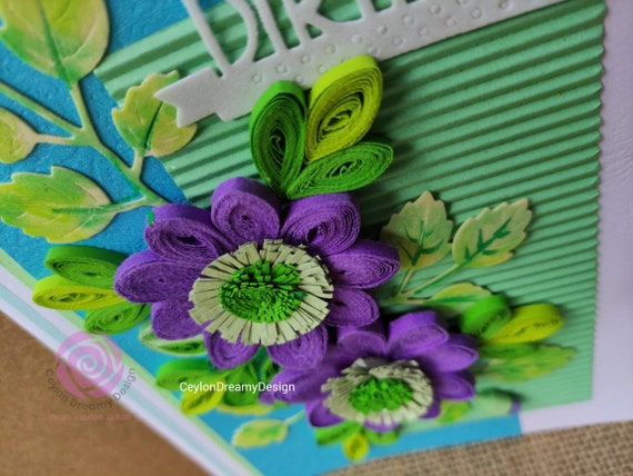 Handmade Green Birthday Card Paper Quilled Greeting Card Gift For Family  Friends