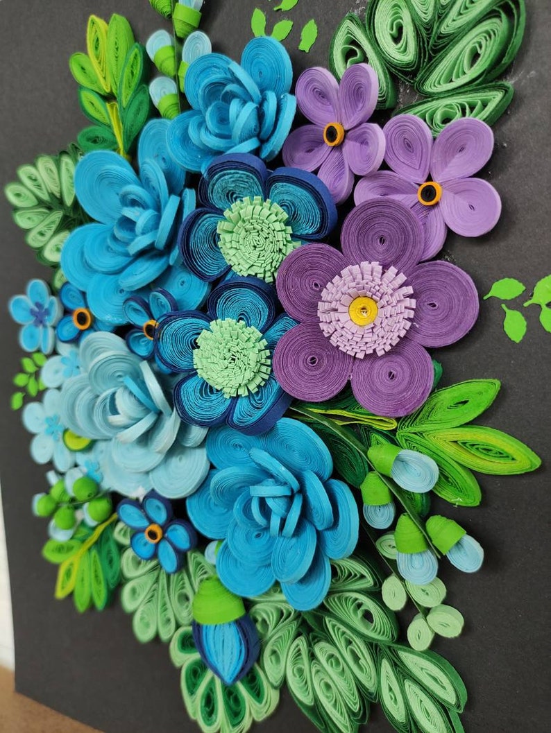 Paper quilling wall art /Unframed /quilling wall hanging/Quilling wall art/3D Quilling wall décor/Paper quilling art/Unique Gift/Flowers image 6