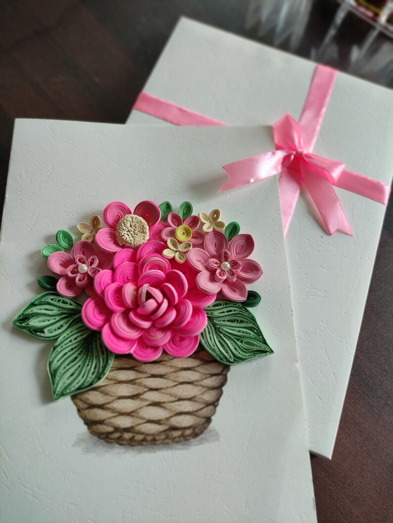 Handmade Quilling Greeting Card/paper Flowers Cards/card for Etsy