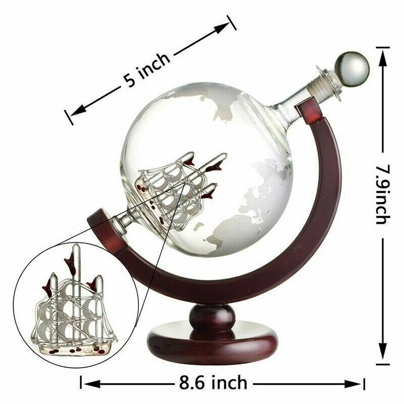850ml World Globe Decanter and Glass Set Liquor Sailboat Vodka Etsy UK