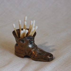 Vintage Brass Shoe Figurine / Match Holder