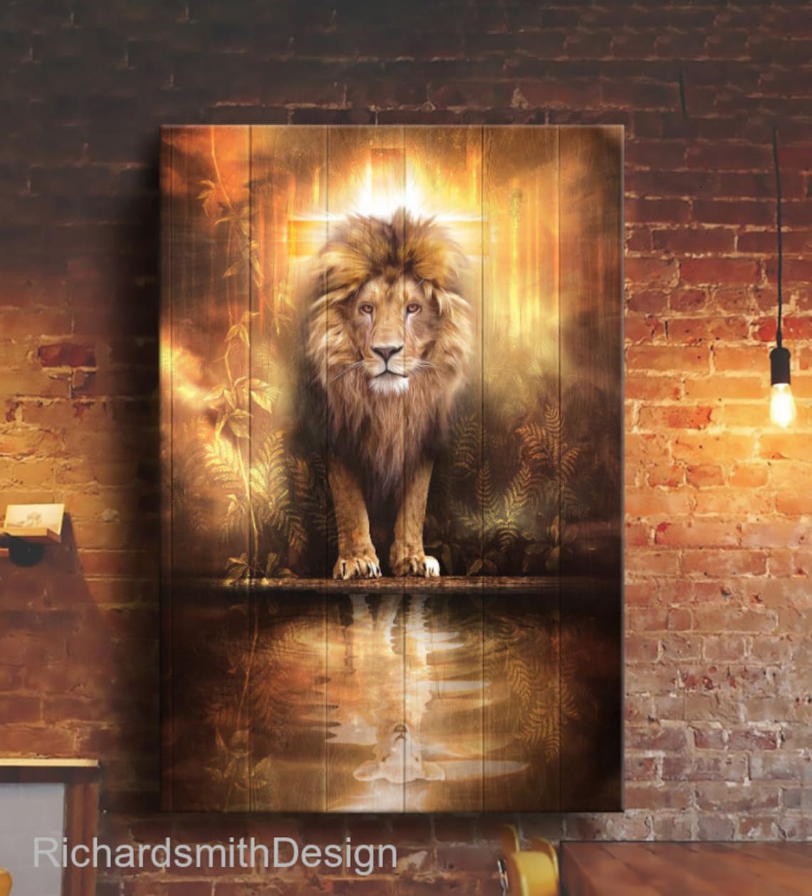 Lion Lamb Cross Canvas Wall Art Christian Canvas Symbols | Etsy