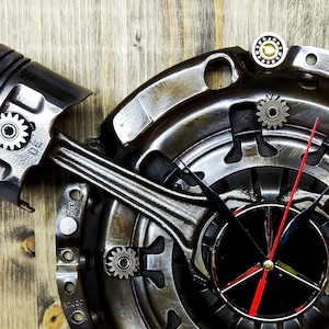 Mercedes Benz Theme Wall Clock Automotive Art Pressure Plate Piston Auto Decor One of a Kind Weld Man Cave Garage Gift !Free Exp. Shipping!