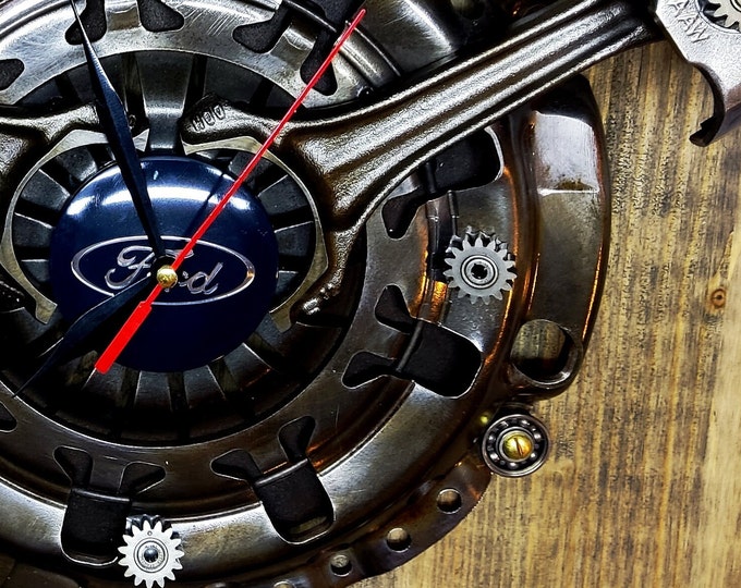 Ford Wall Clock Automotive Art Pressure Plate Piston Auto Decor One of