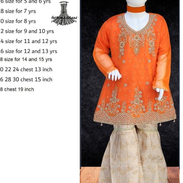 KIDS Girls Eid wear/ NET Cloth/ Sharara/ Pakistani/ Indian dress/ RAMADAN/ Shopping/Ready to ship from new jersey