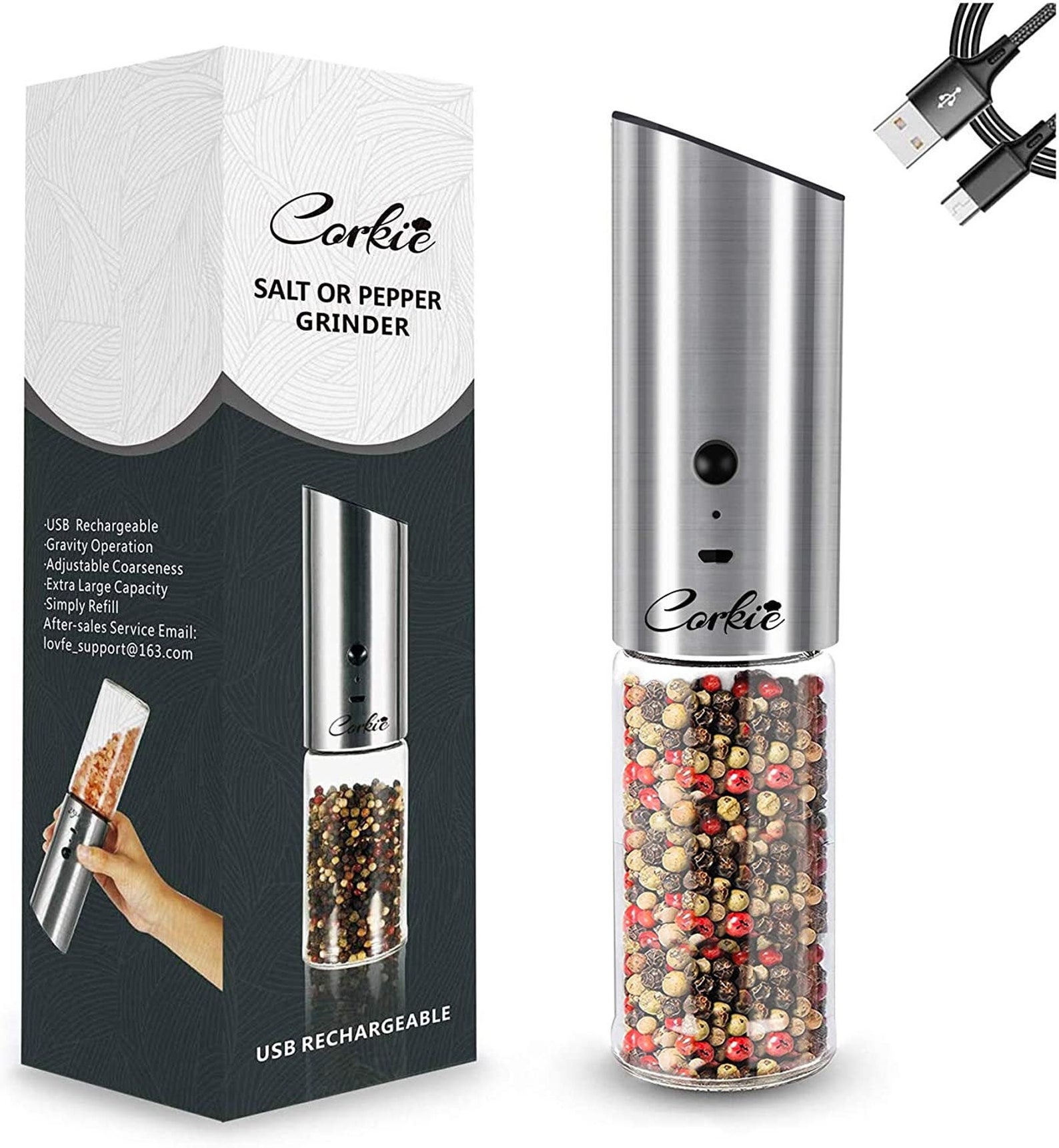 Electric Pepper Grinder Rechargeable Automatic Electric Etsy
