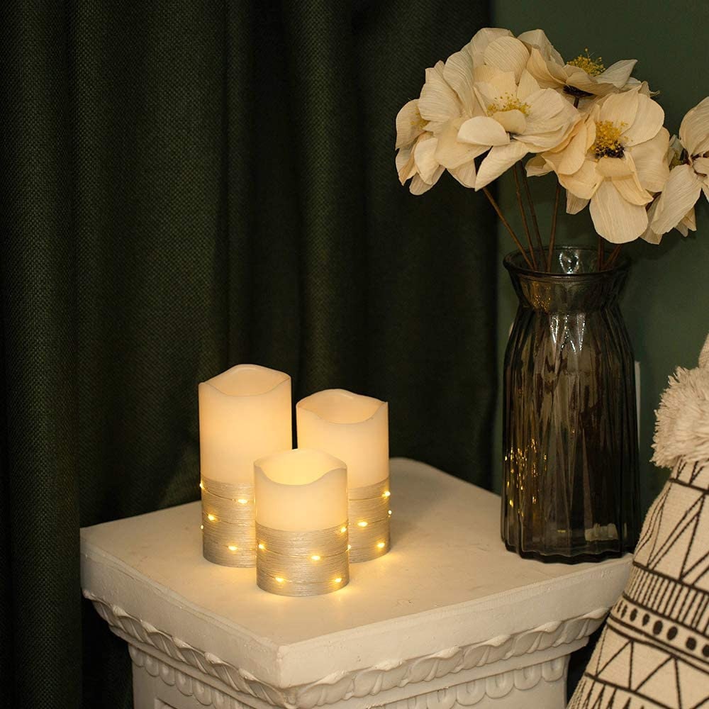 Flickering LED Candle Set with Daily Timer Flameless Candles Etsy