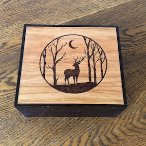 Handmade african wenge and american cherry box with hand burnt tree of life scene Handmade african wenge and american cherry box with hand burnt tree of life scene