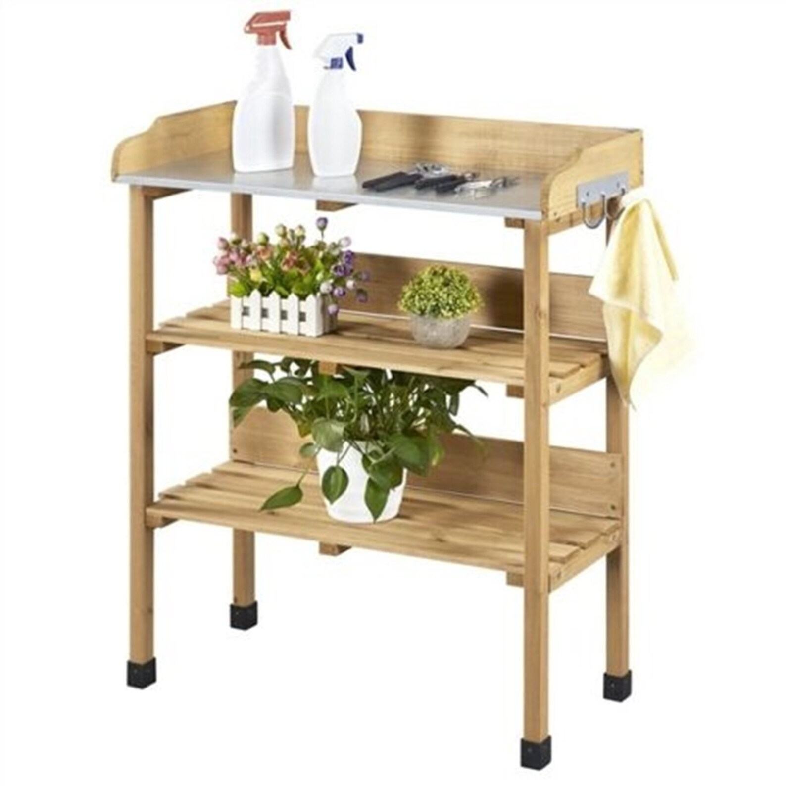 Wooden Potting Bench Table Storage Shelf Shelves With Etsy
