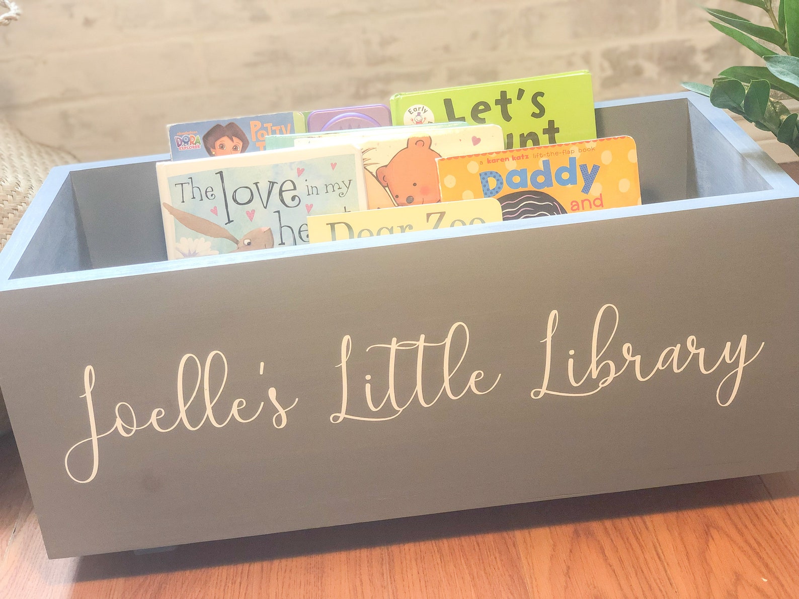 Wooden Book Box for Kids Customizable Handmade Book Storage Etsy