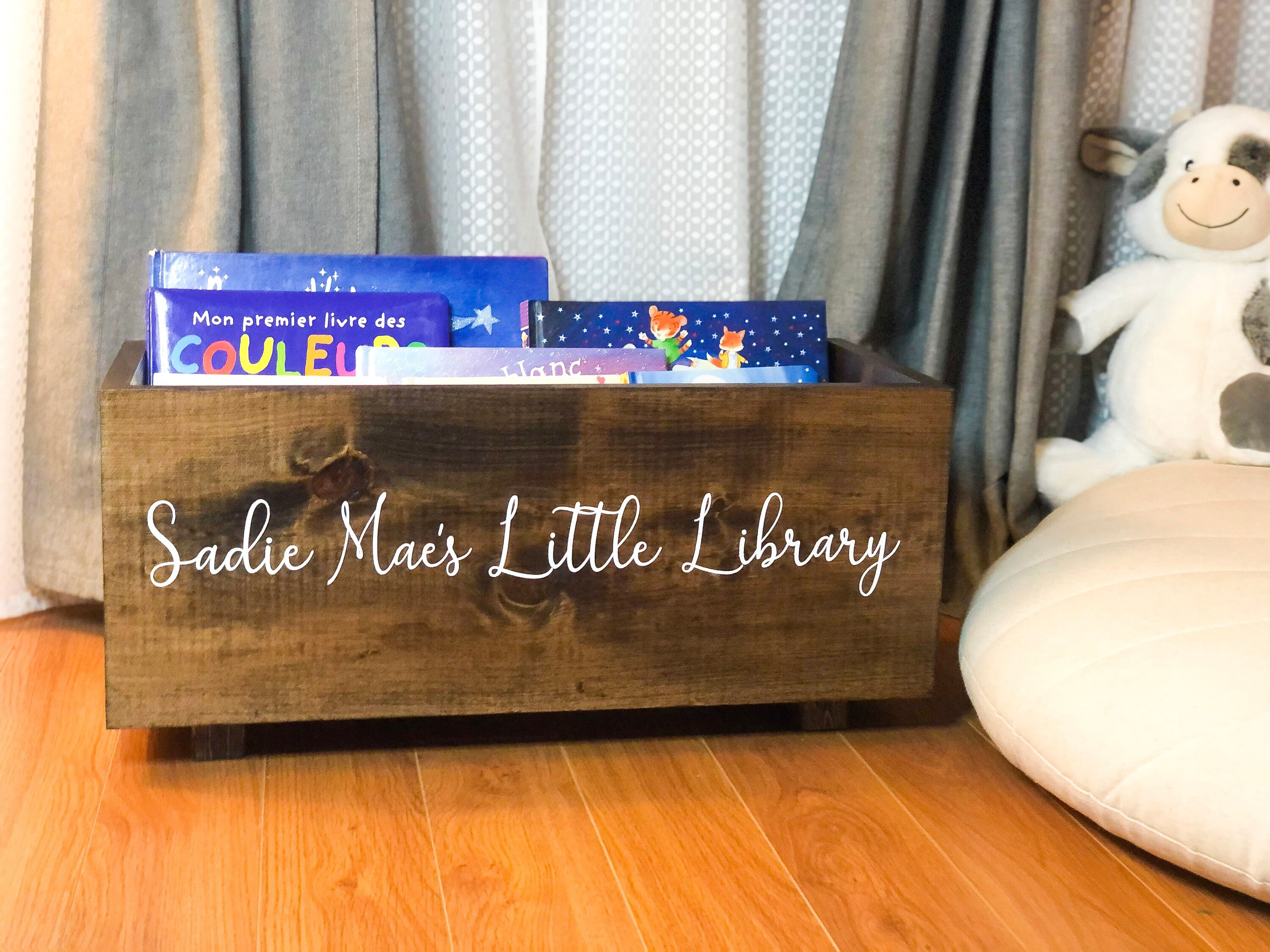 Wooden Book Box for Kids Customizable Handmade Book Storage Etsy
