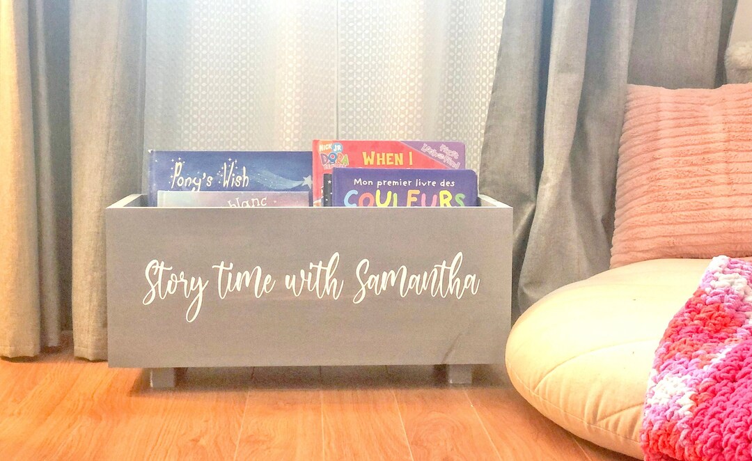 Wooden Book Box for Kids Customizable Handmade Book Storage Etsy