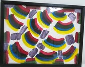 Abstract painting "Back to the '70s" Red, black, purple and yellow